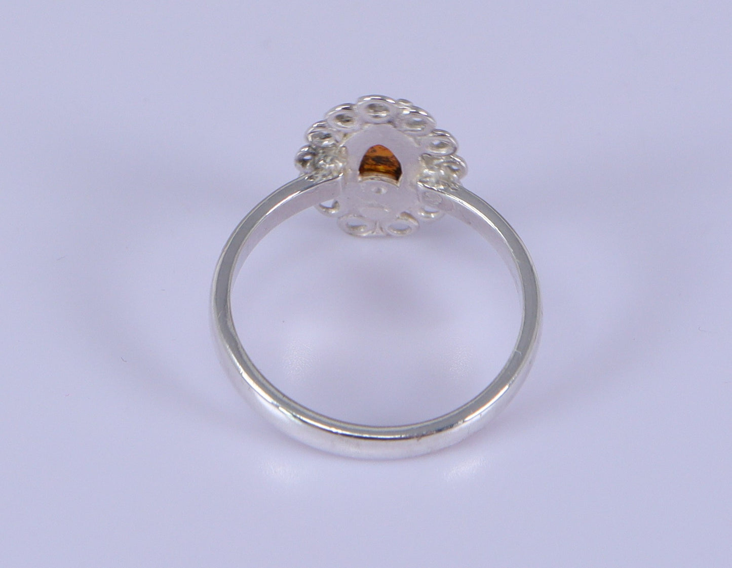 Silver Amber Ring