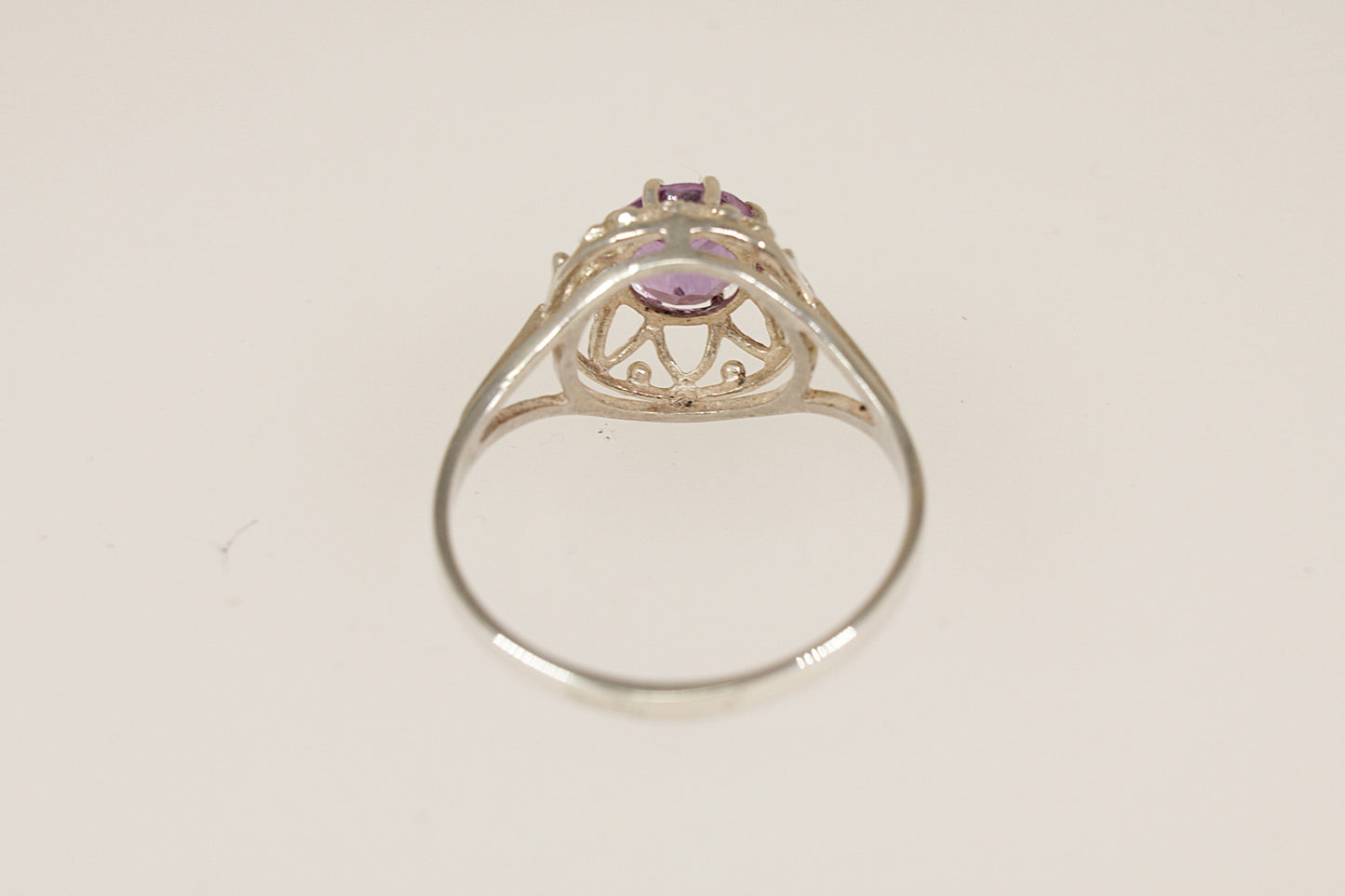 Vintage Silver Amethyst Solitaire Ring