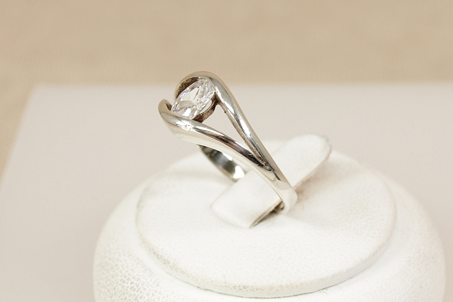 Silver Cubic Zirconia Solitaire Ring
