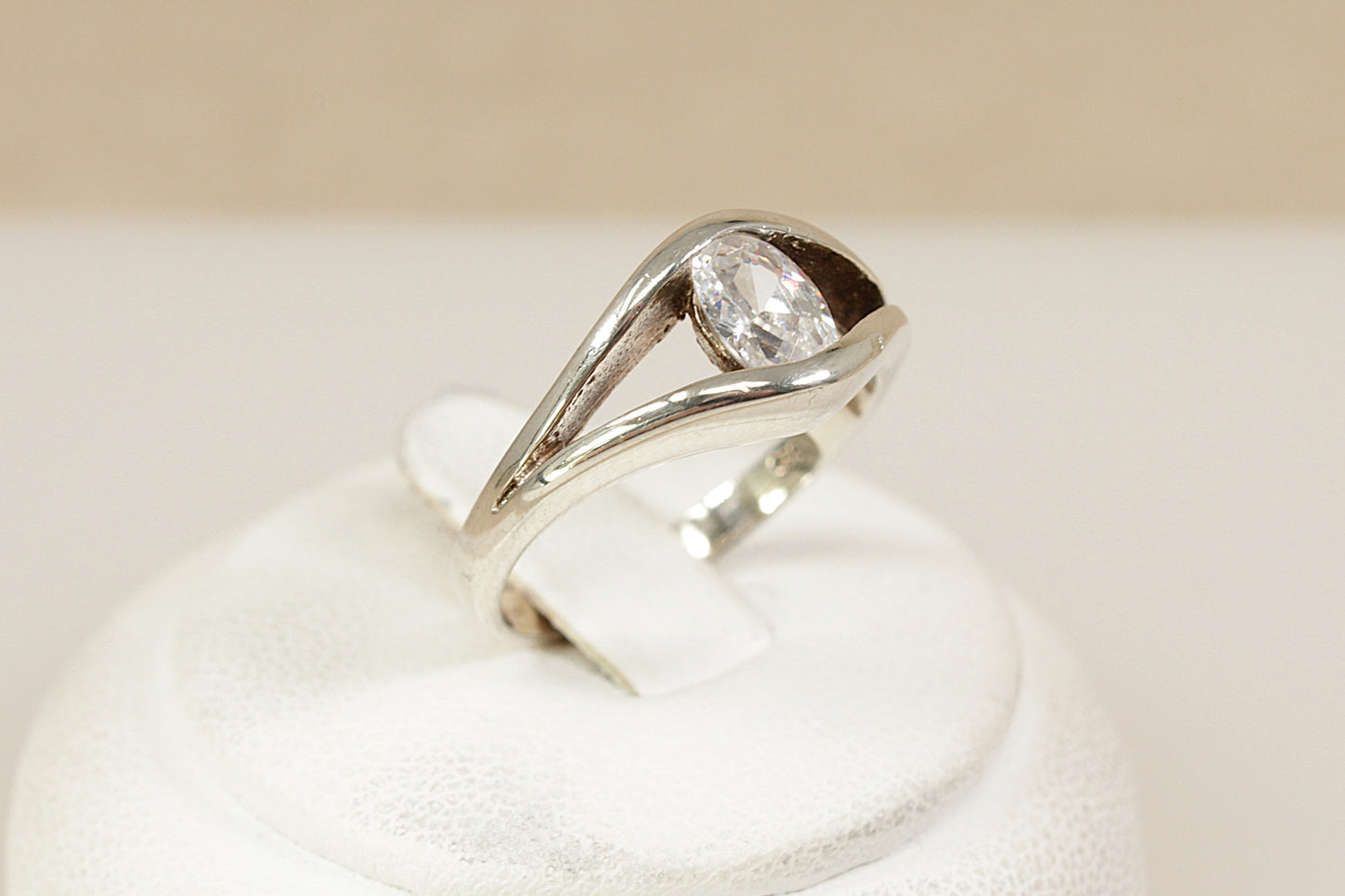 Silver Cubic Zirconia Solitaire Ring