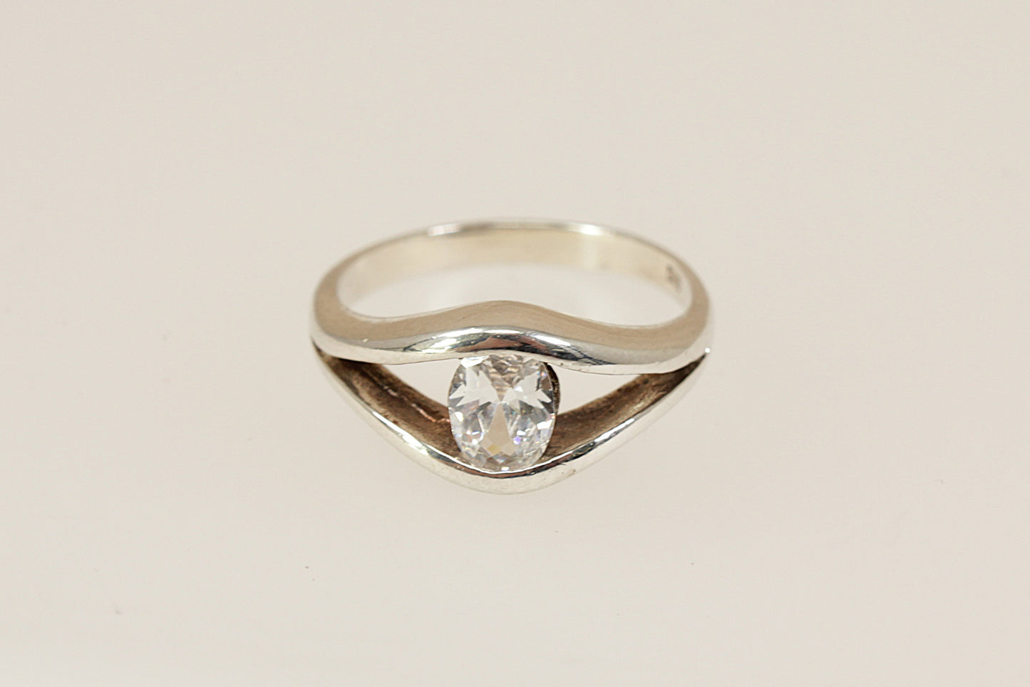 Silver Cubic Zirconia Solitaire Ring