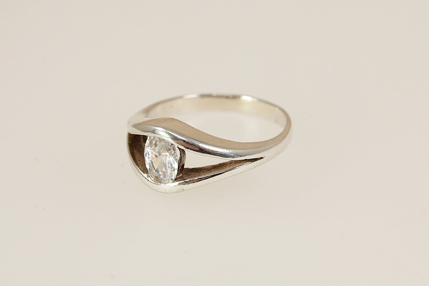 Silver Cubic Zirconia Solitaire Ring