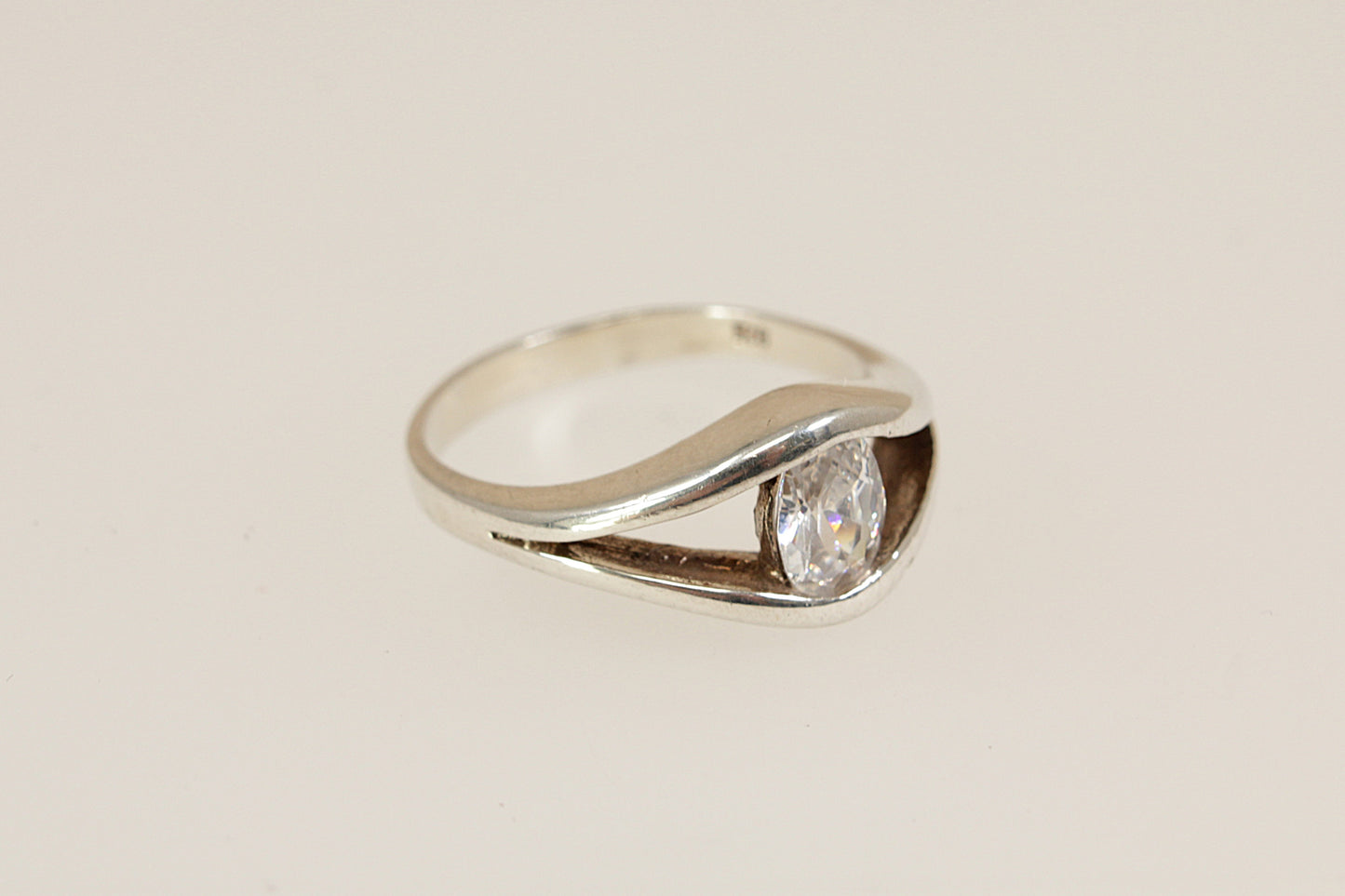 Silver Cubic Zirconia Solitaire Ring