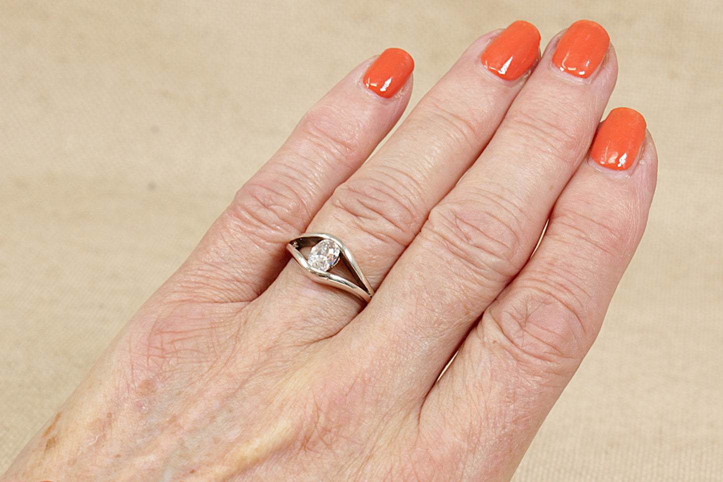 Silver Cubic Zirconia Solitaire Ring