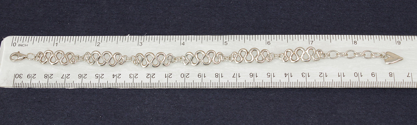 Silver Fancy Link Bracelet with Heart Charm