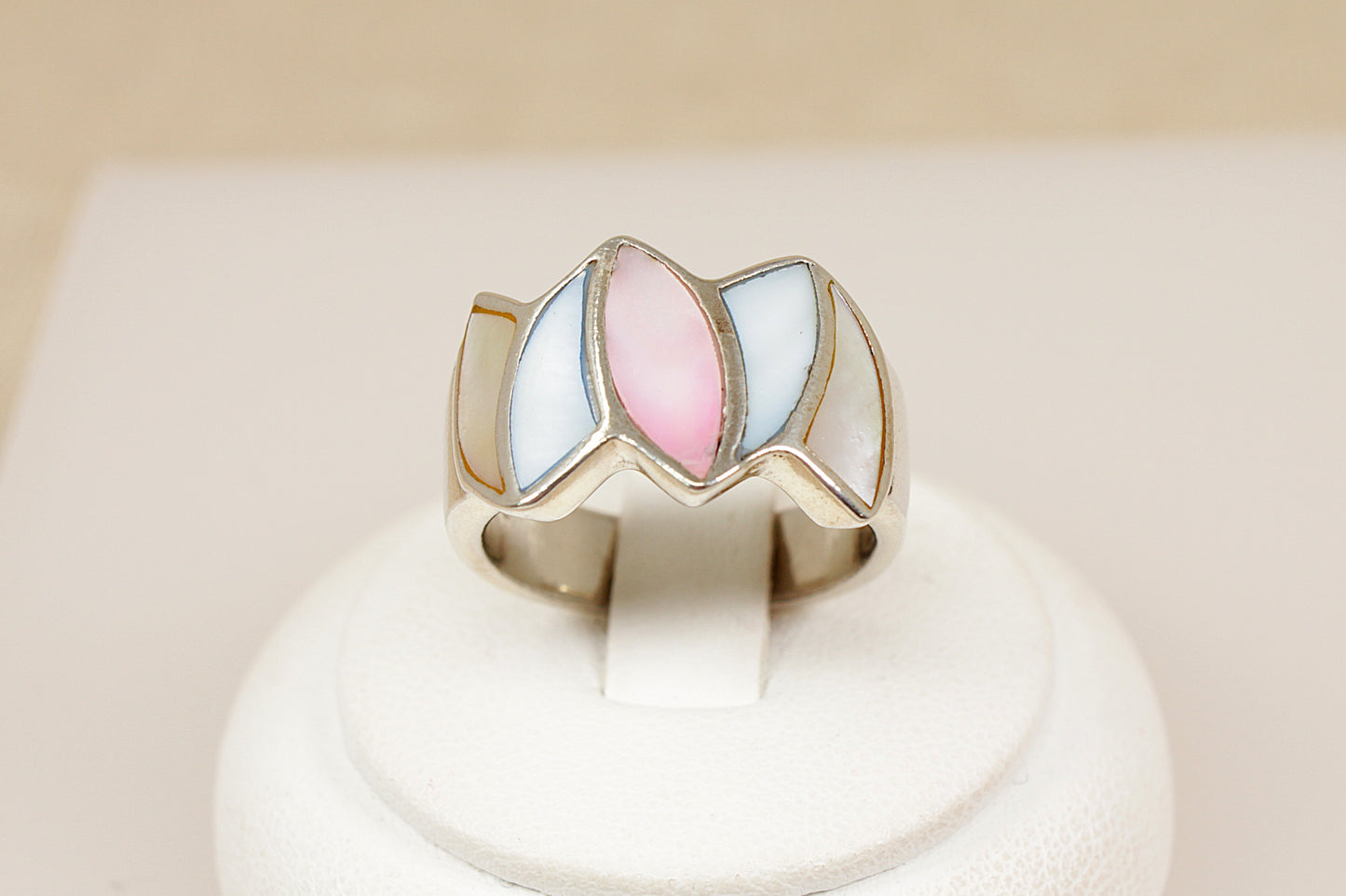 Silver Mother of Pearl Statement Ring
