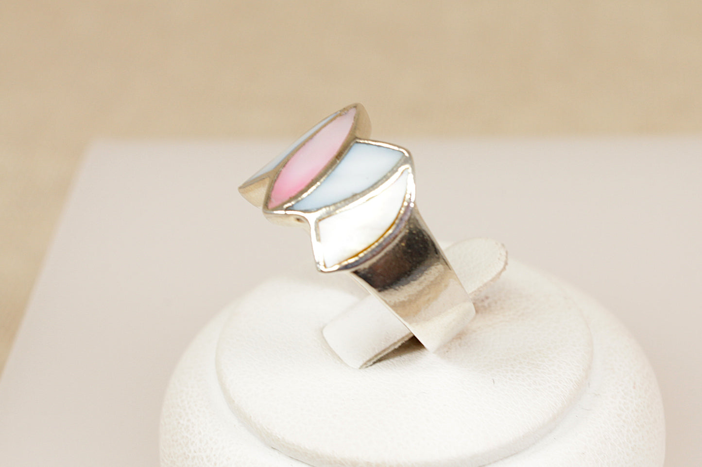 Silver Mother of Pearl Statement Ring