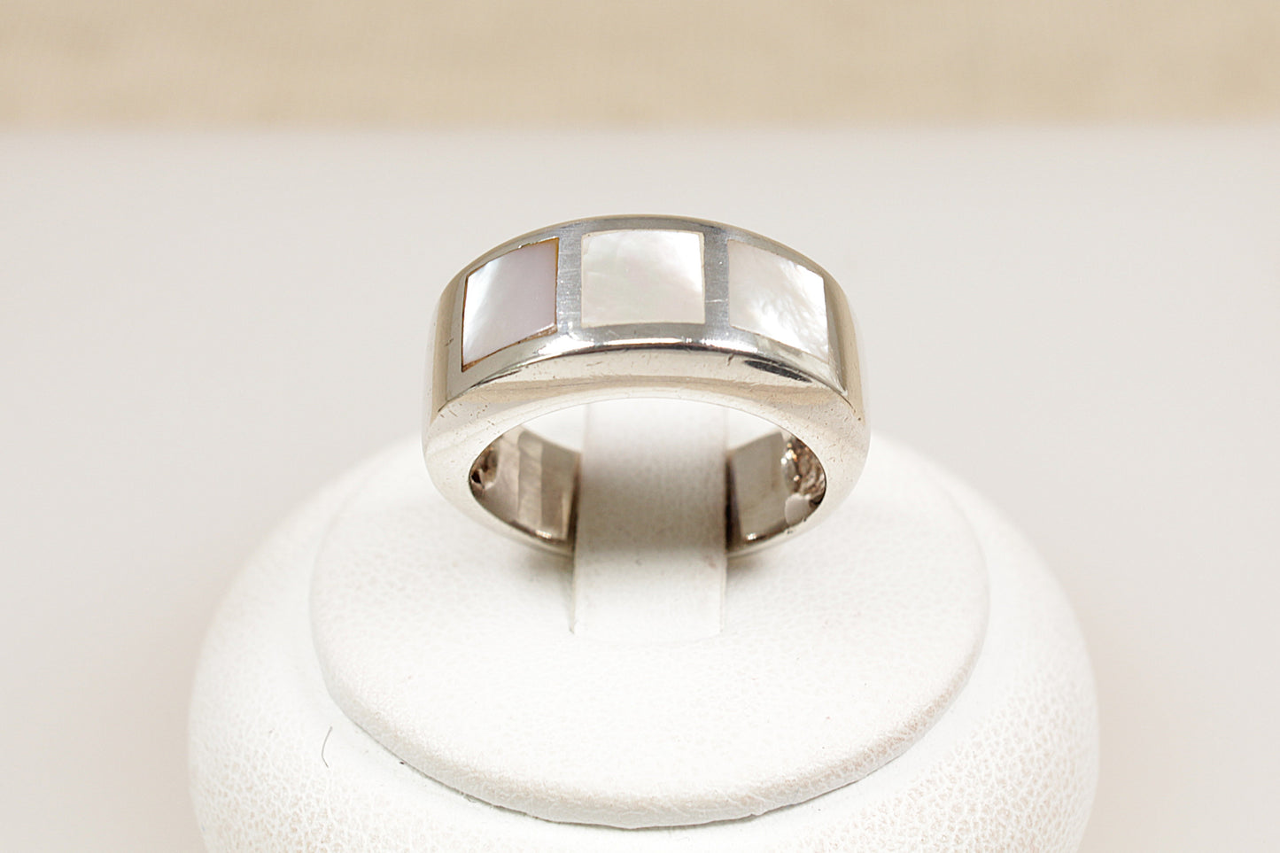 Silver Mother Of Pearl Band Ring