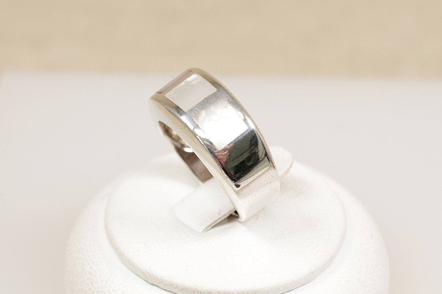 Silver Mother Of Pearl Band Ring