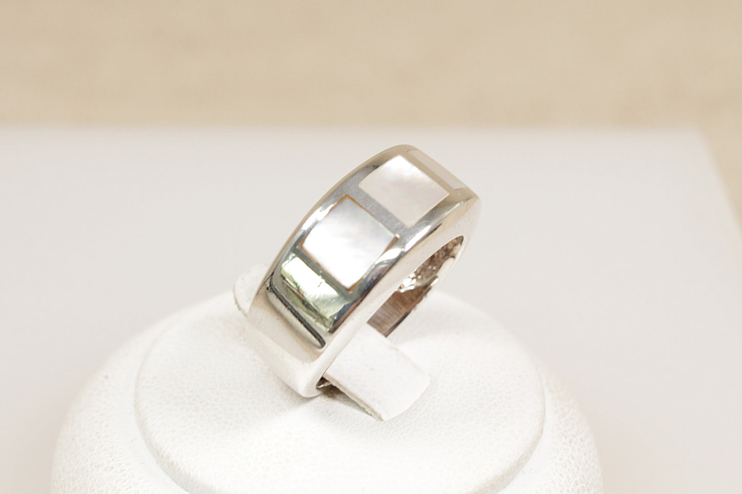 Silver Mother Of Pearl Band Ring
