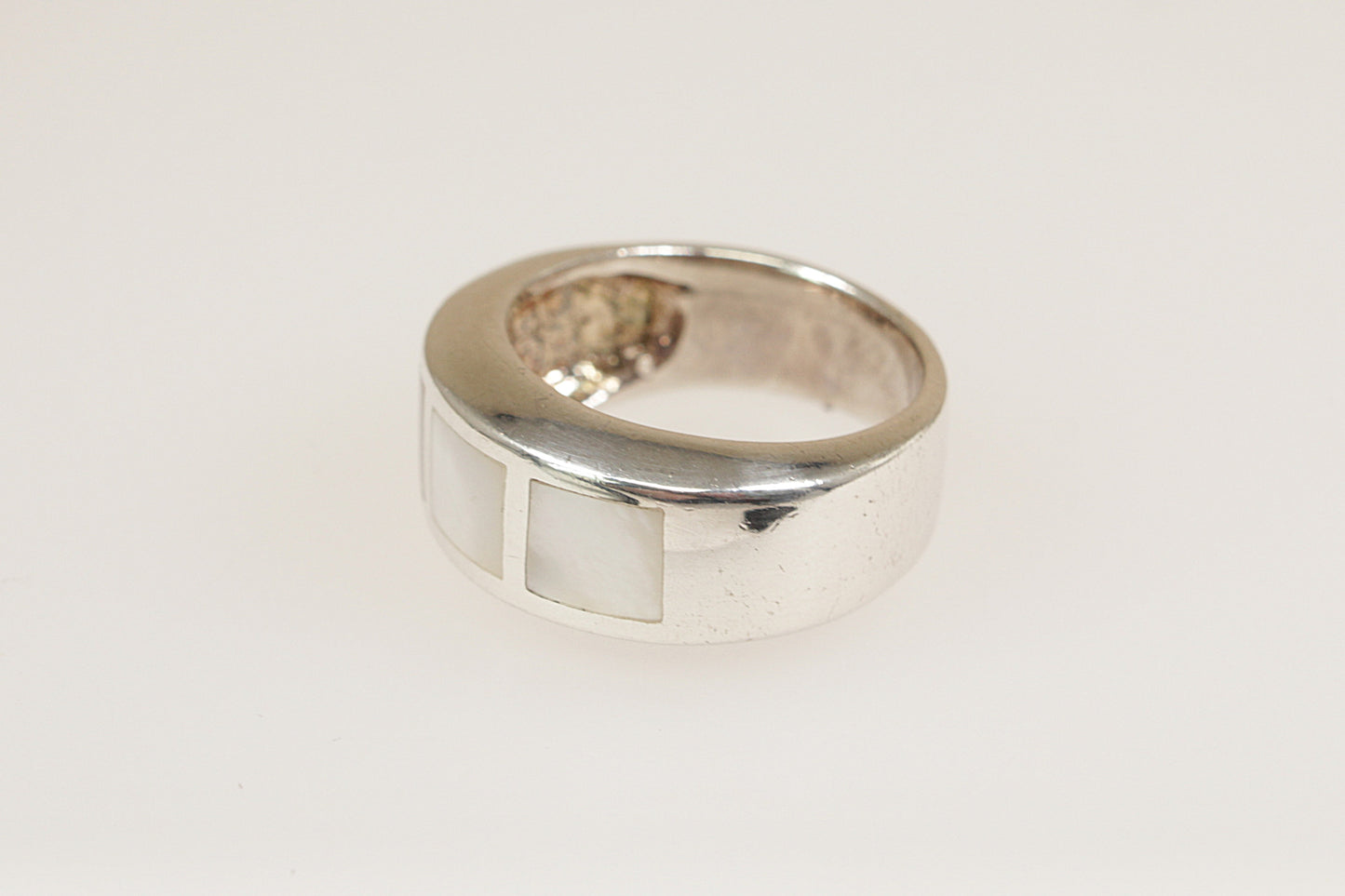 Silver Mother Of Pearl Band Ring