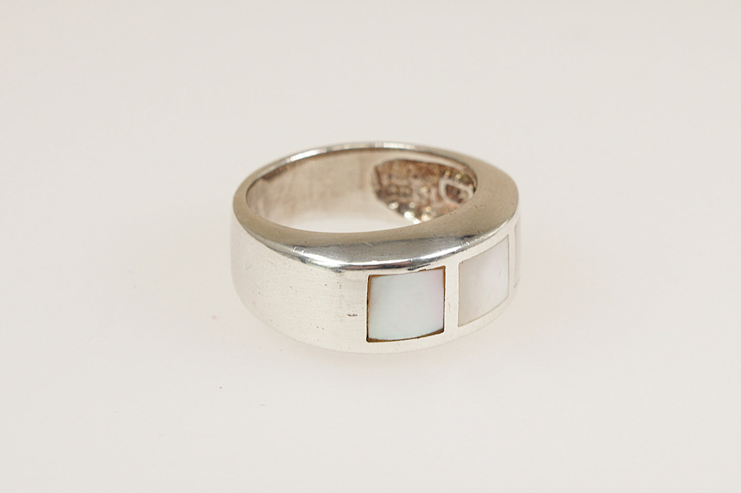 Silver Mother Of Pearl Band Ring
