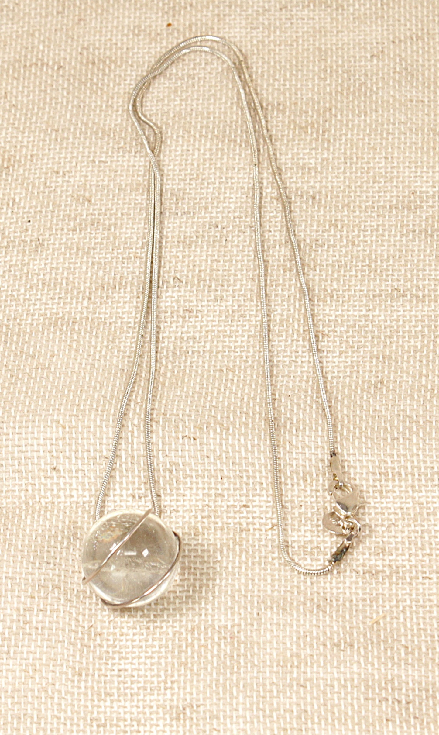 Silver Crystal Ball Pendant Necklace