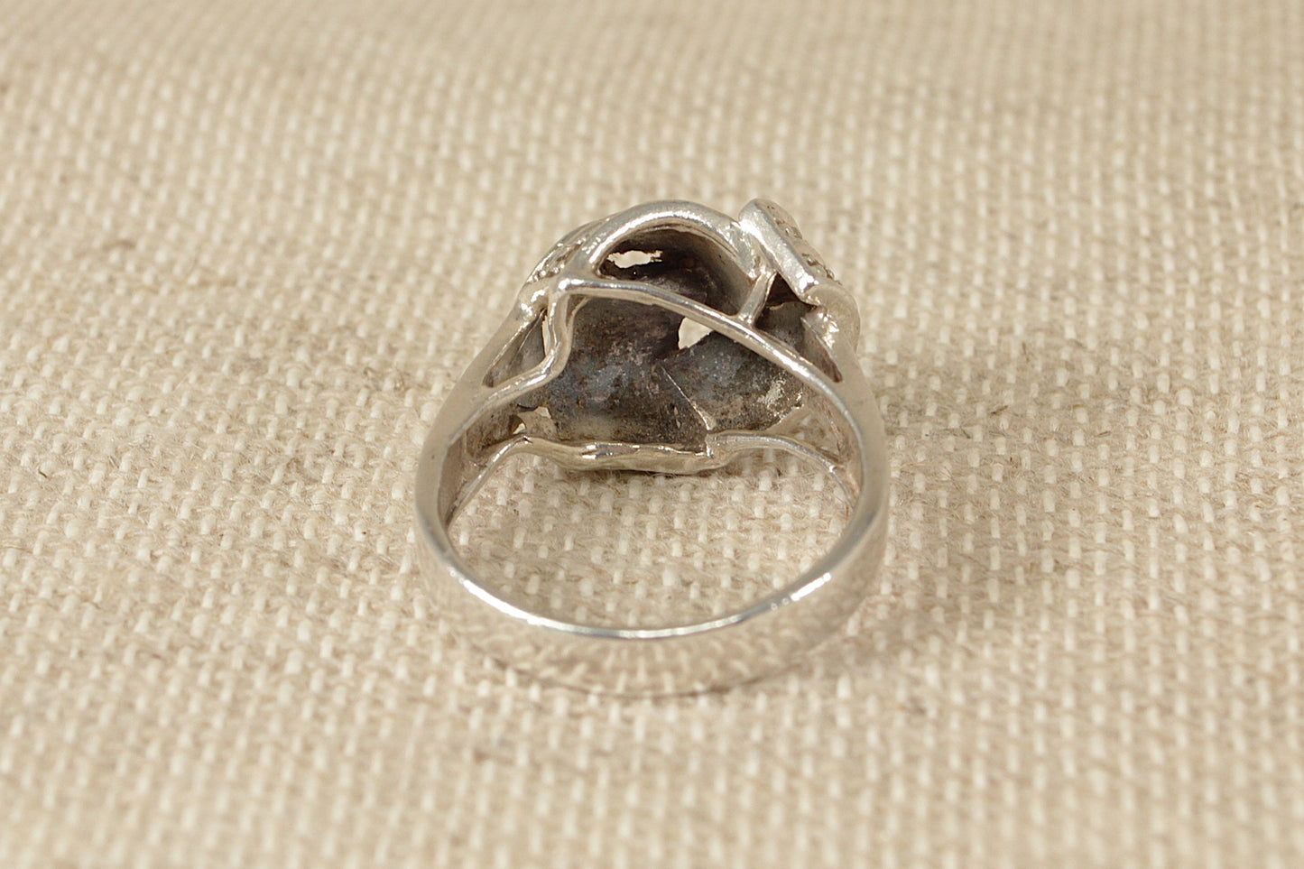 Silver and Marcasite Knot design Statement ring.