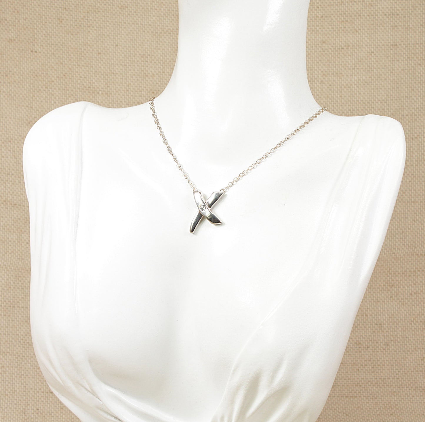 Silver Cubic Zirconia Pendant and Chain Necklace