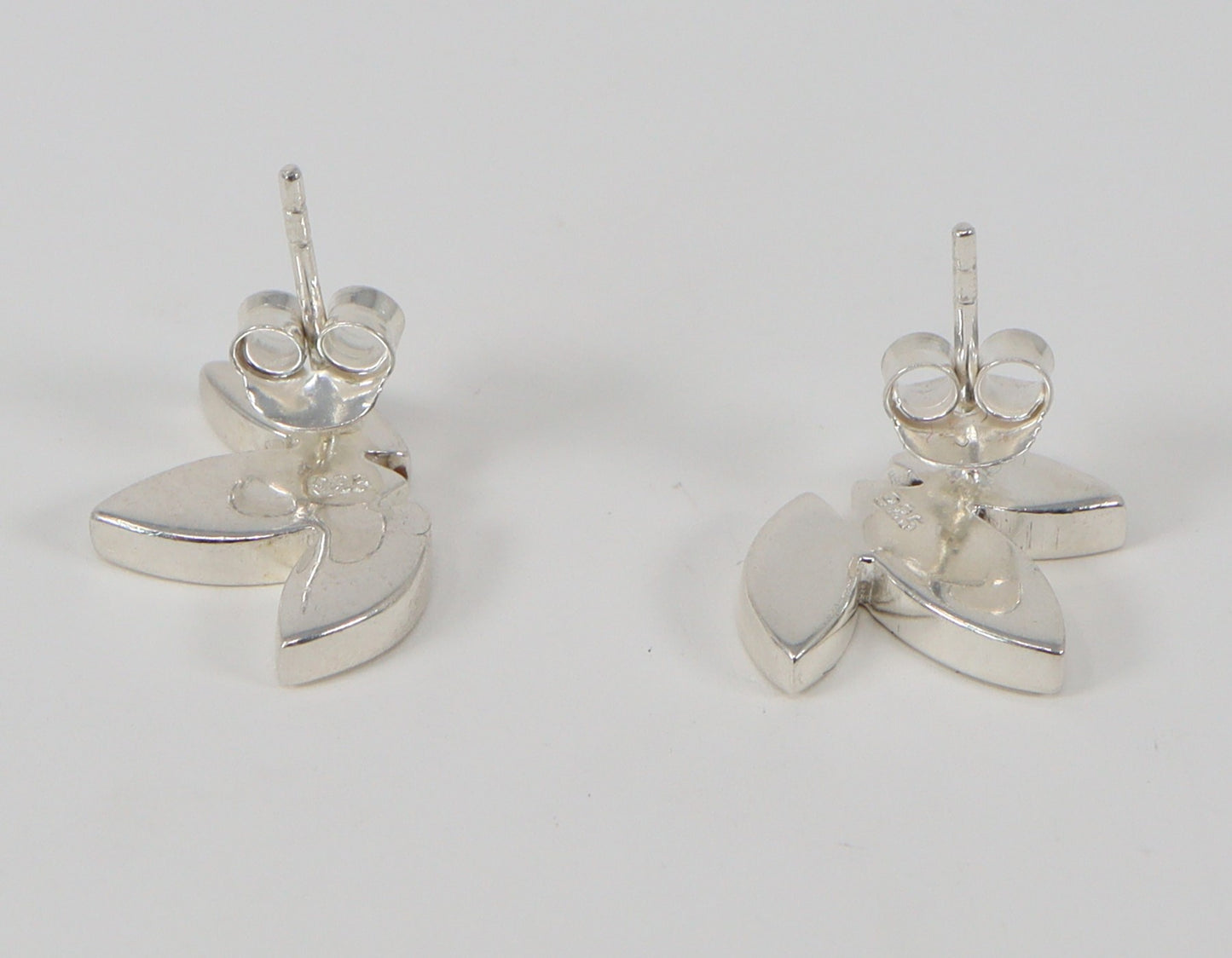 Silver, Mother of Pearl and Leopard Jasper Stud Earrings.