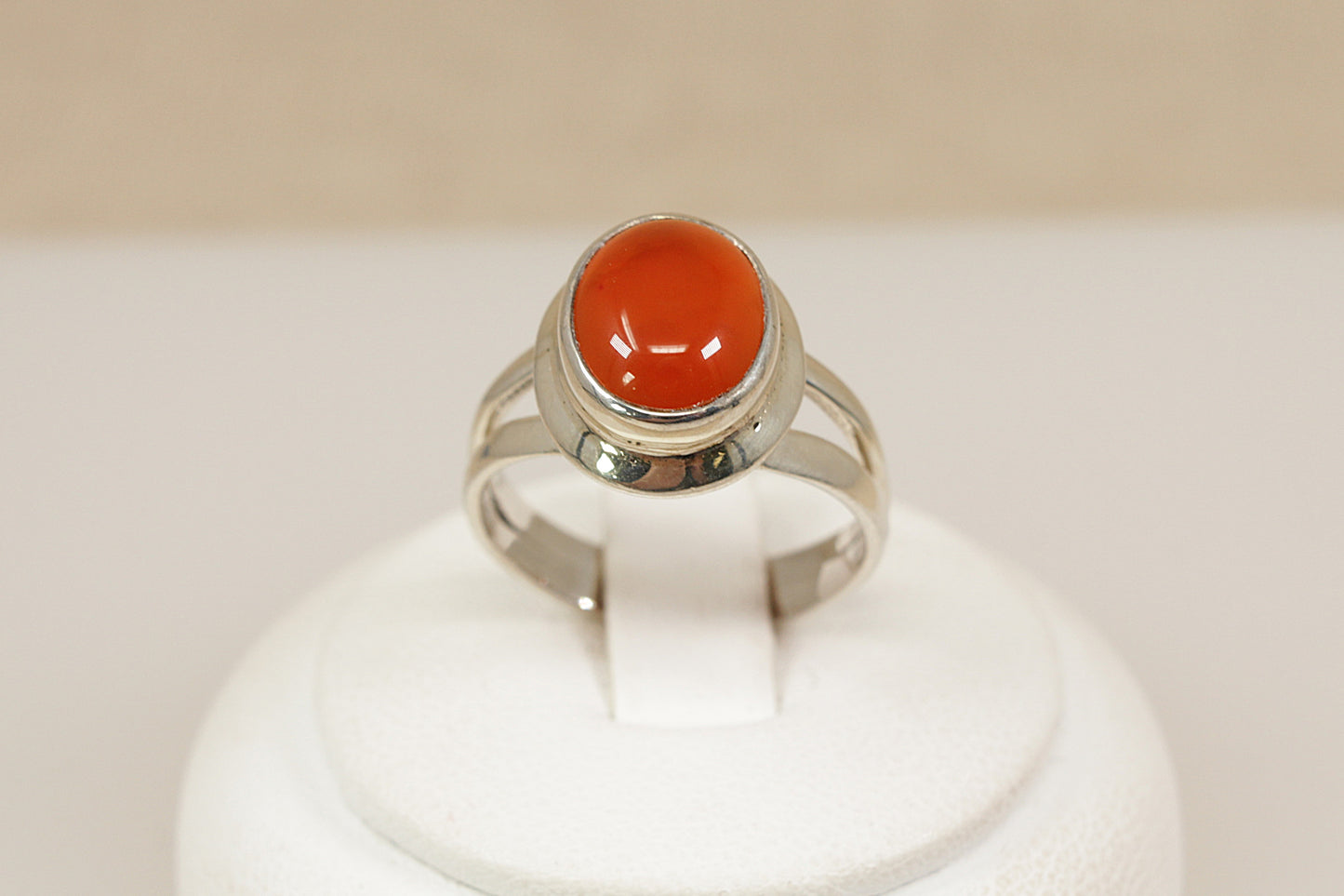 Silver Cabochon Carnelian Ring