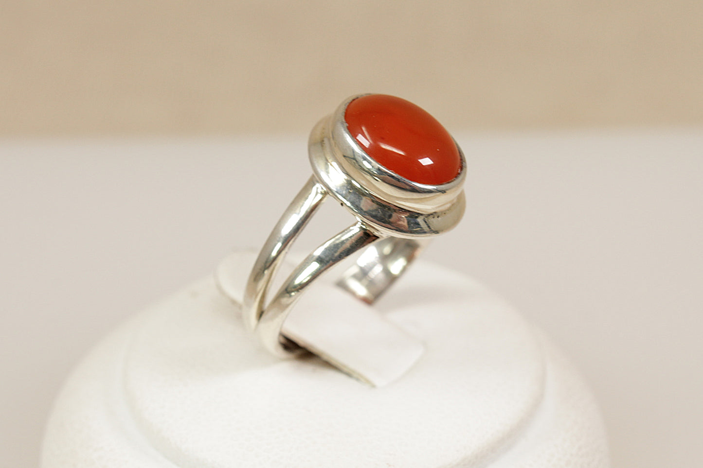 Silver Cabochon Carnelian Ring