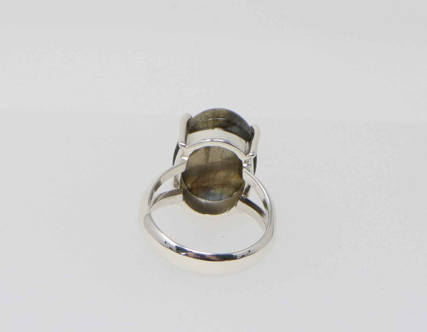 Silver Labradorite Solitaire Statement Ring