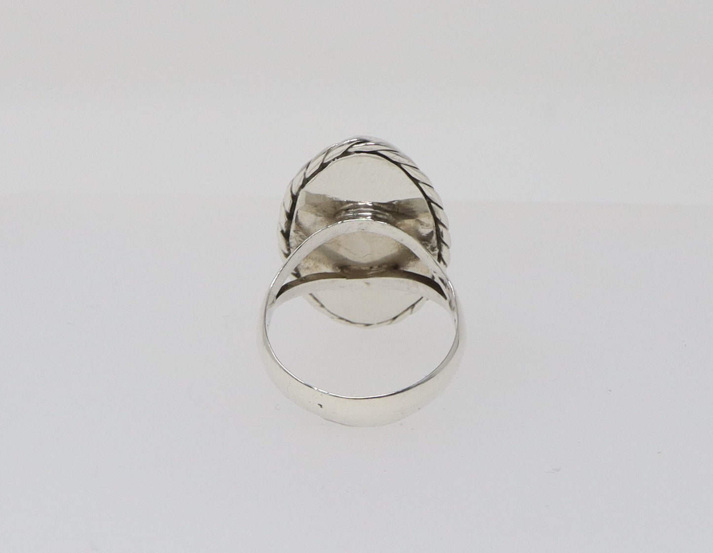 Vintage Silver Moss Agate Statement Ring