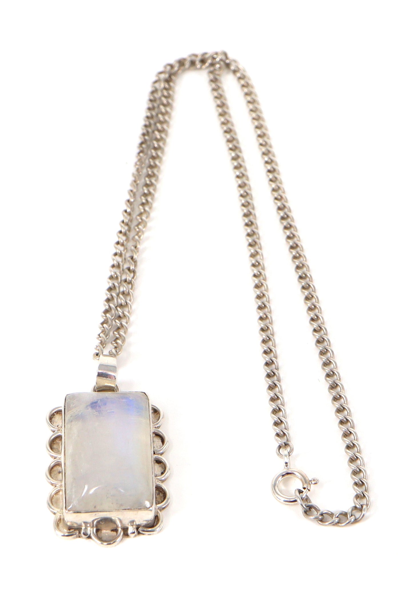 Vintage Silver Moonstone Pendant Necklace
