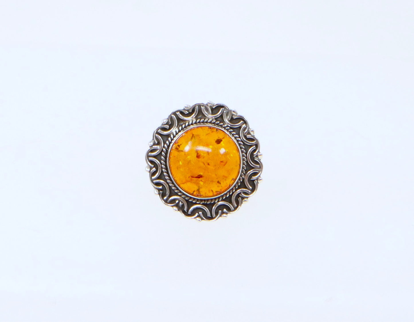 Silver Amber Ring