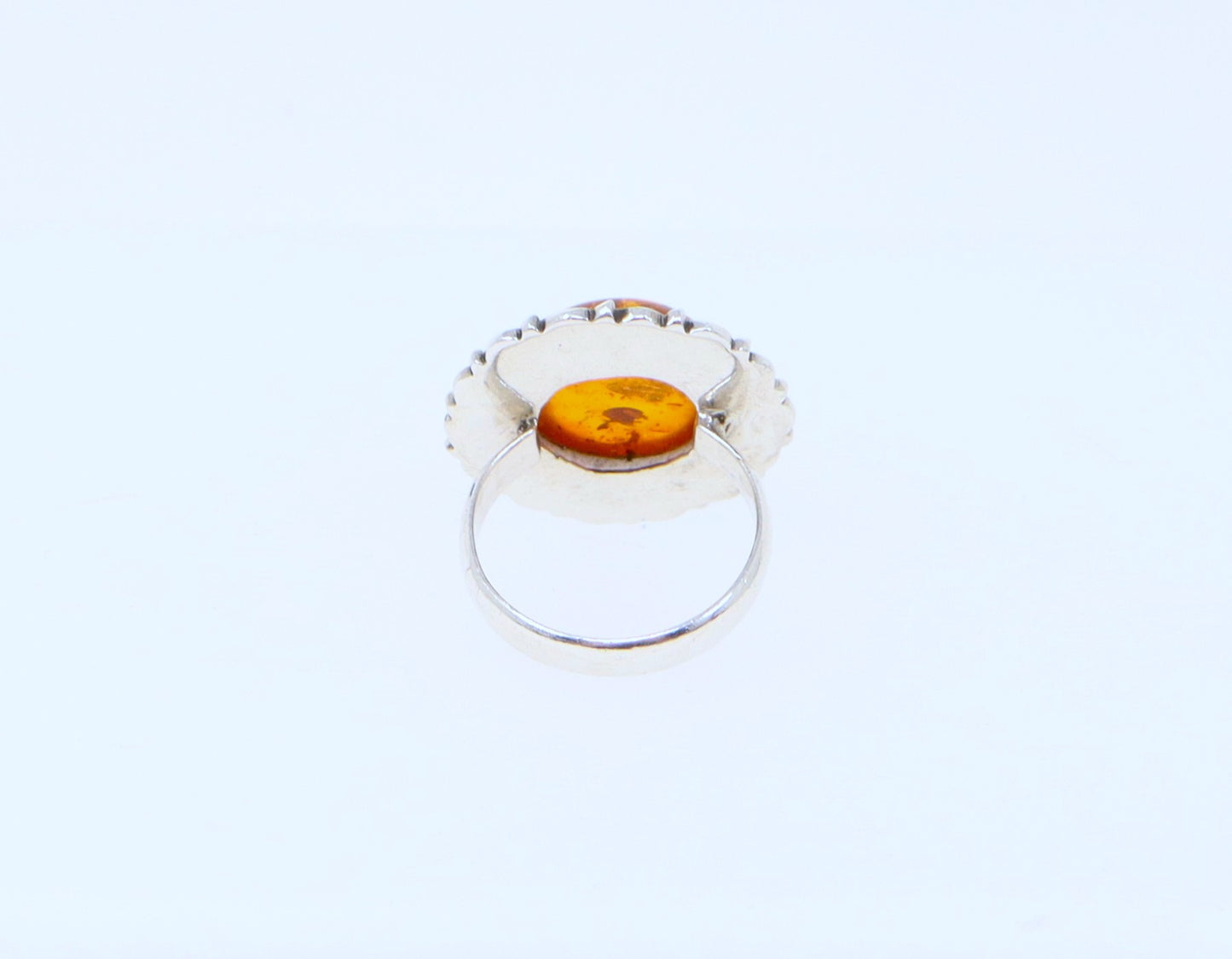 Silver Amber Ring