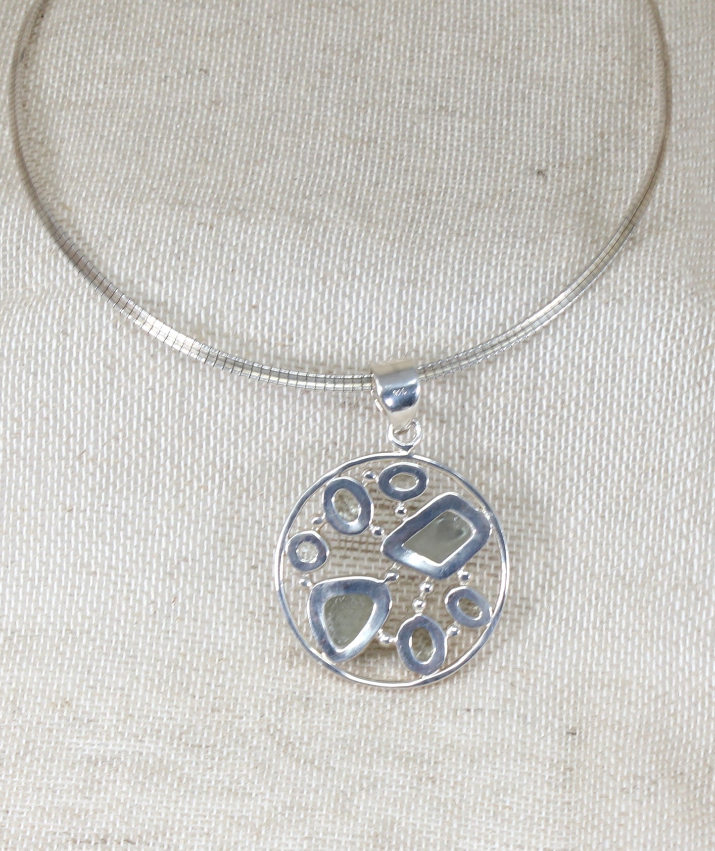 Italian Silver and Quartz Collarette Necklace