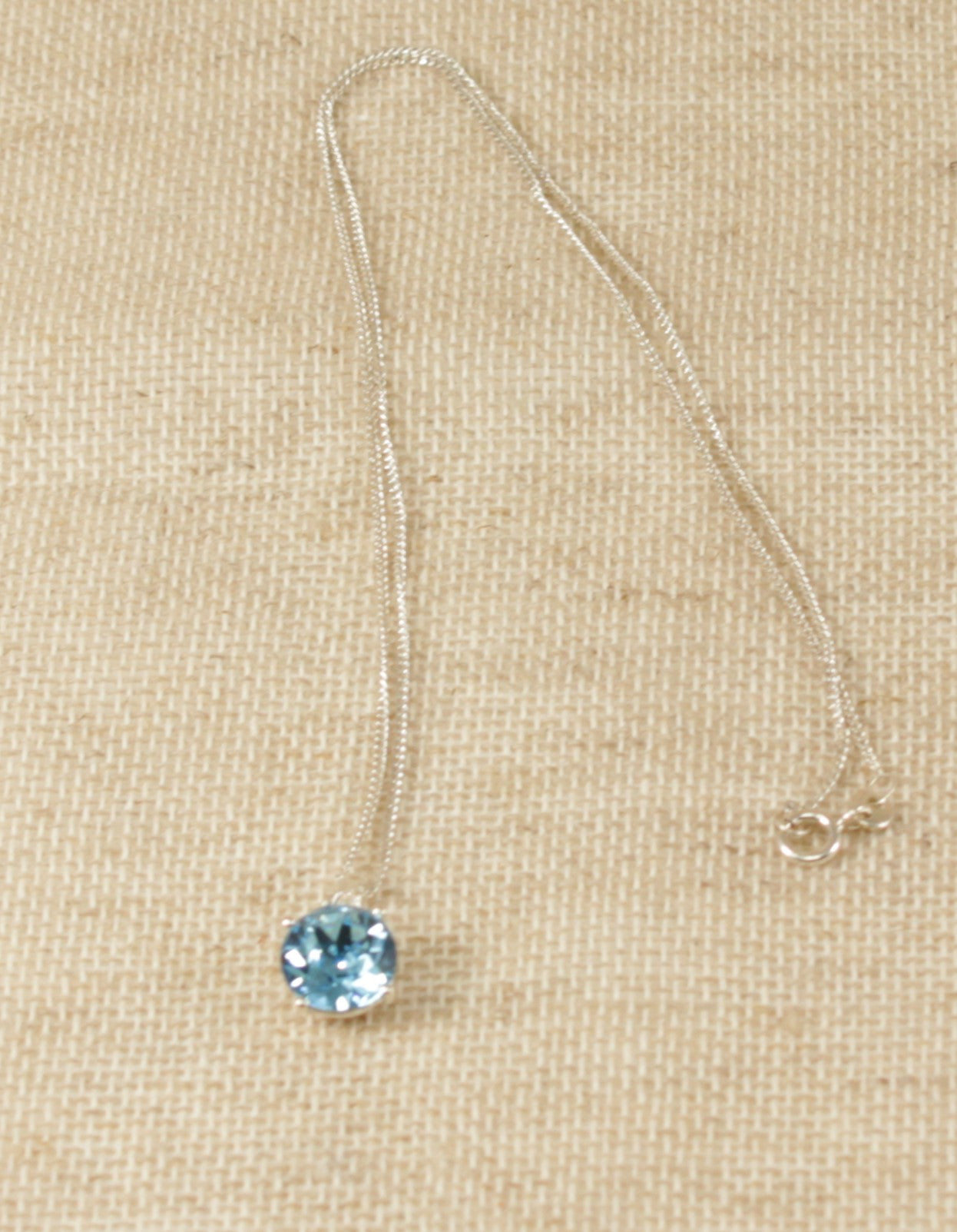 Silver Blue Crystal Pendant and Chain Necklace