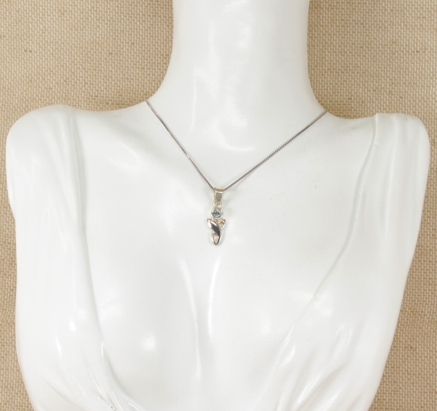 Silver and Topaz Celtic Knot Pendant Necklace