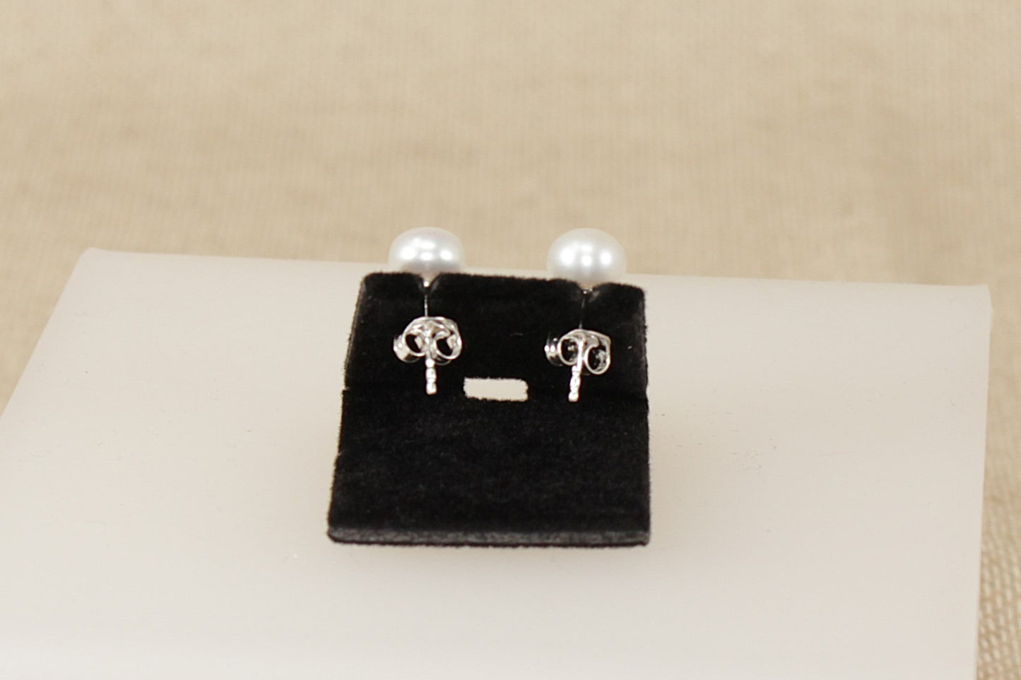 Silver Faux Pearl Stud Earrings