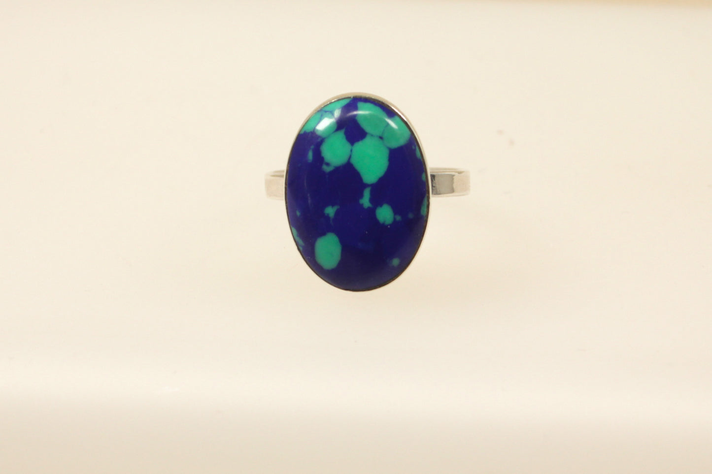 Silver Blue Spotted Designer Ring