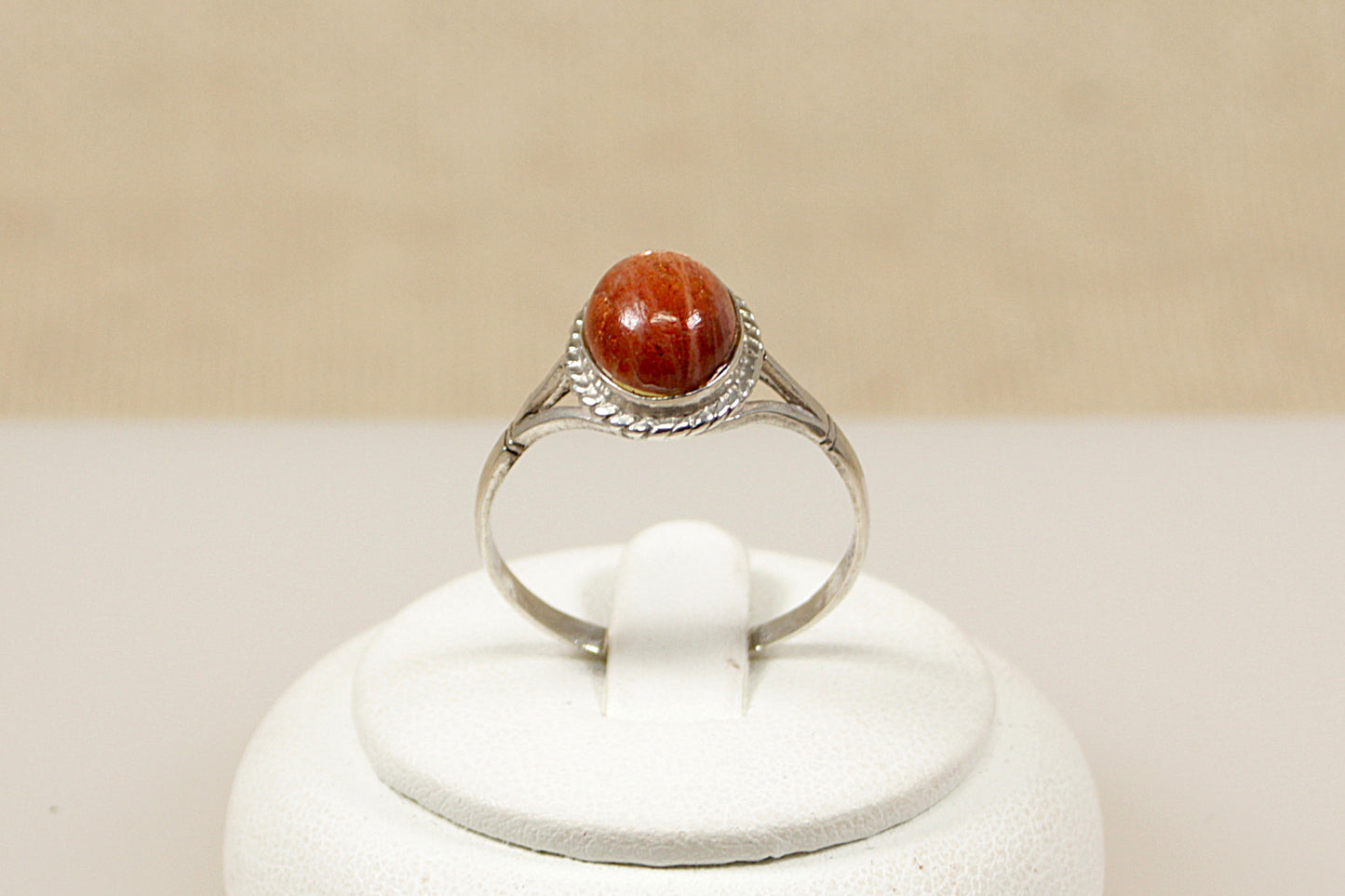 Silver Cabochon Goldstone Ring