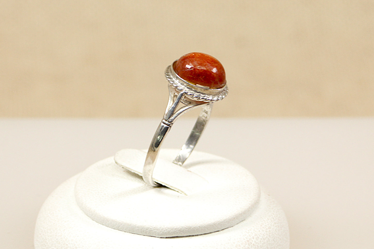 Silver Cabochon Goldstone Ring