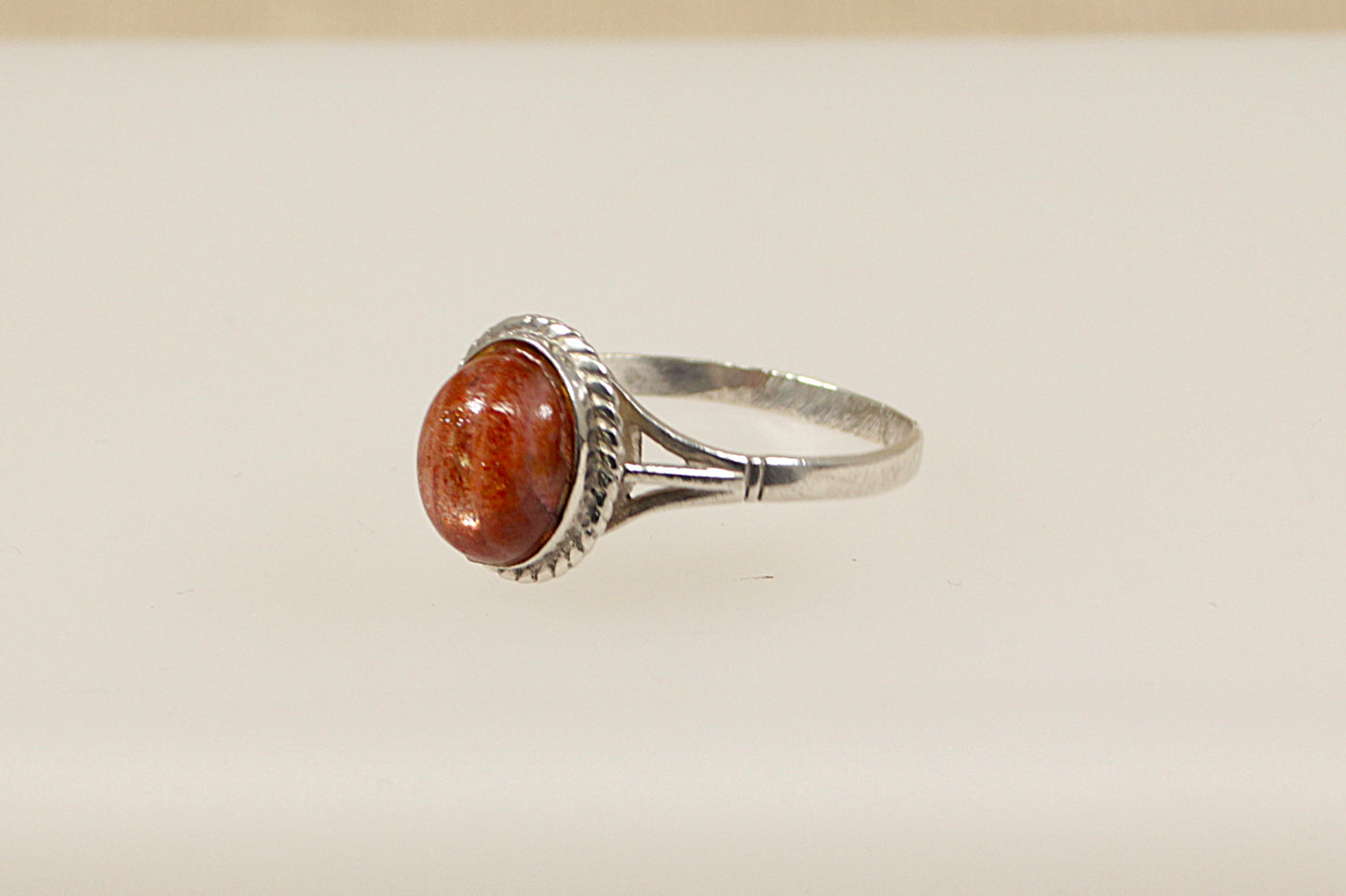 Silver Cabochon Goldstone Ring