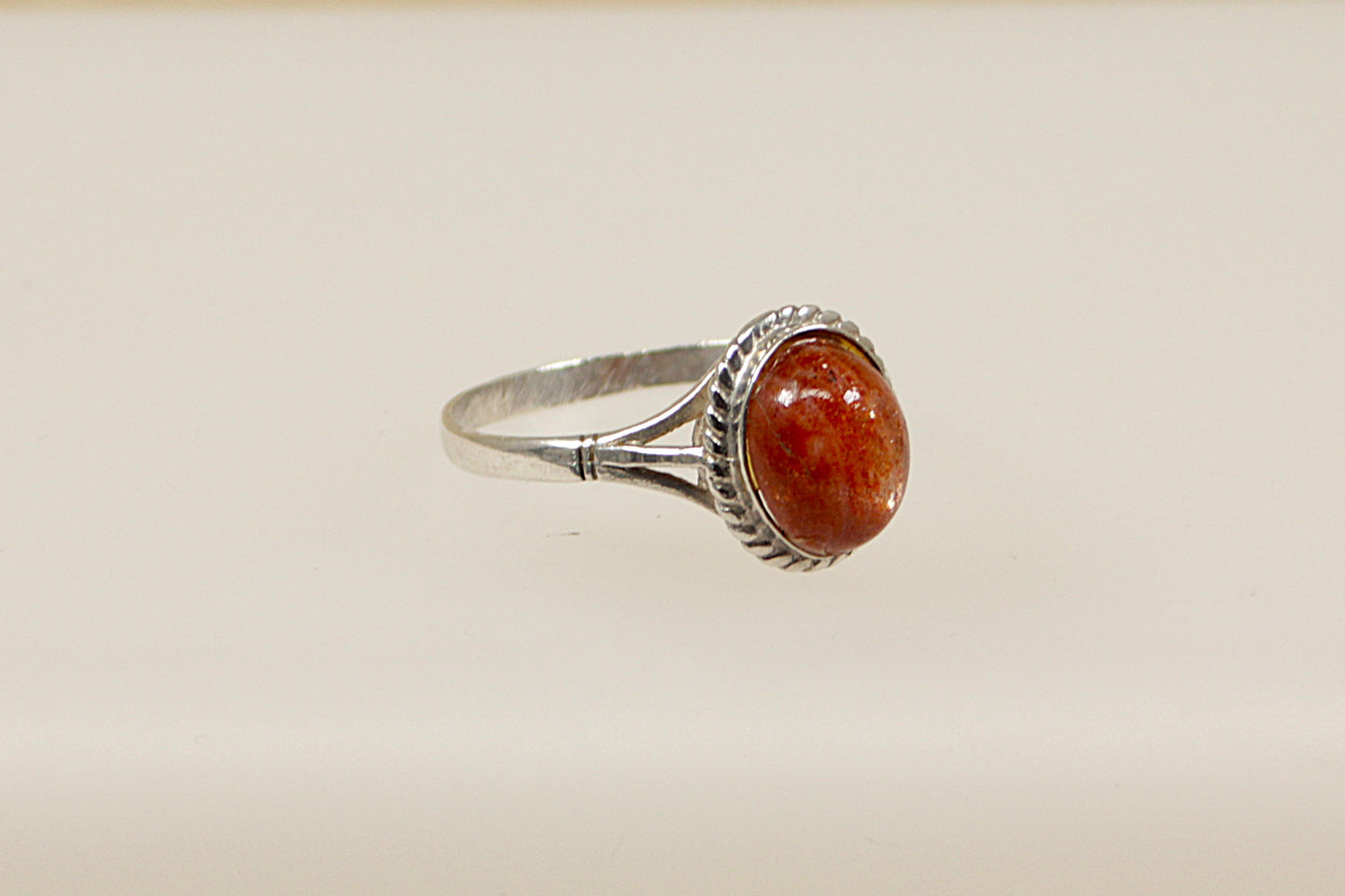 Silver Cabochon Goldstone Ring