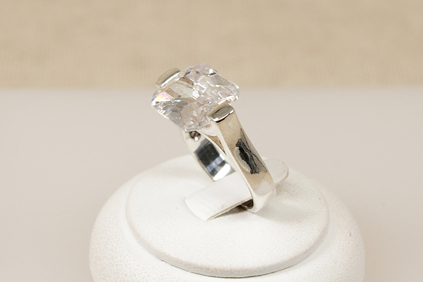 Silver Cubic Zirconia Statement Ring