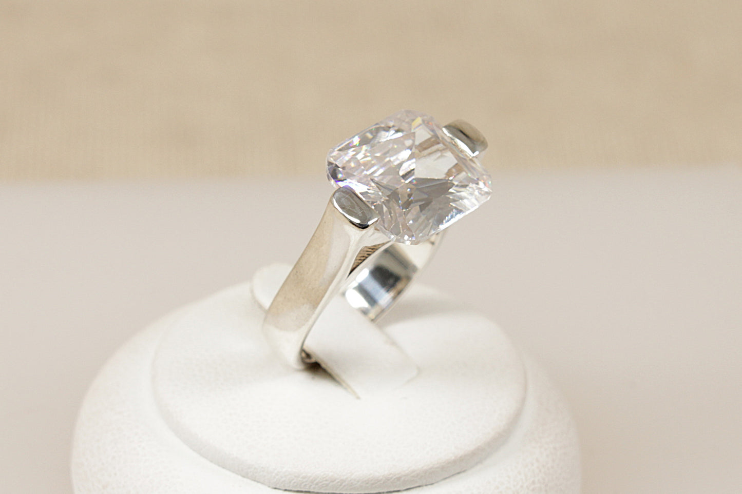 Silver Cubic Zirconia Statement Ring