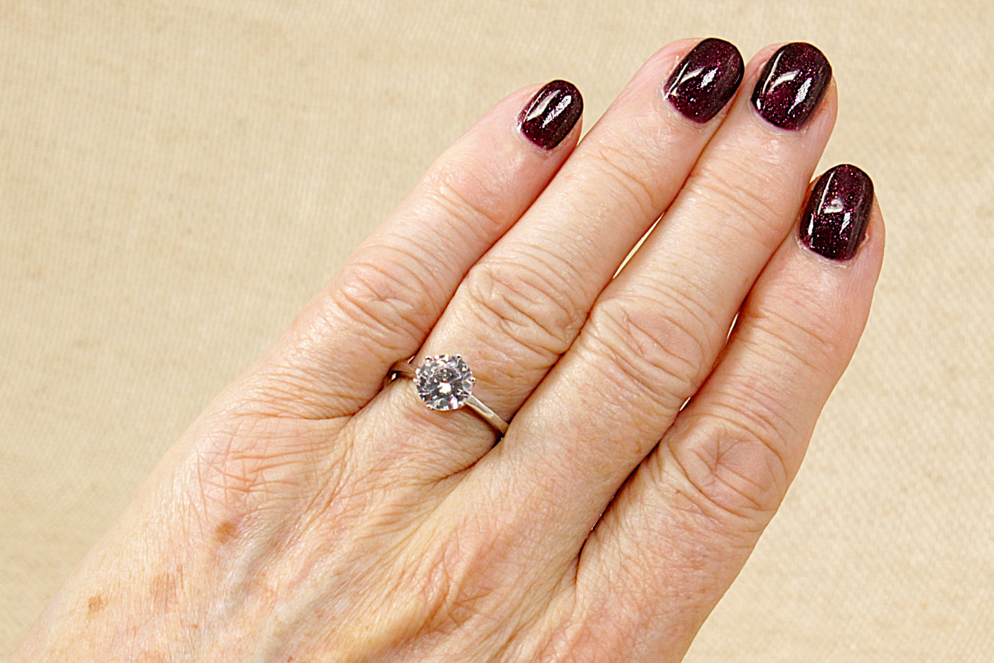 Silver Crystal Cubic Zirconia Solitaire Ring
