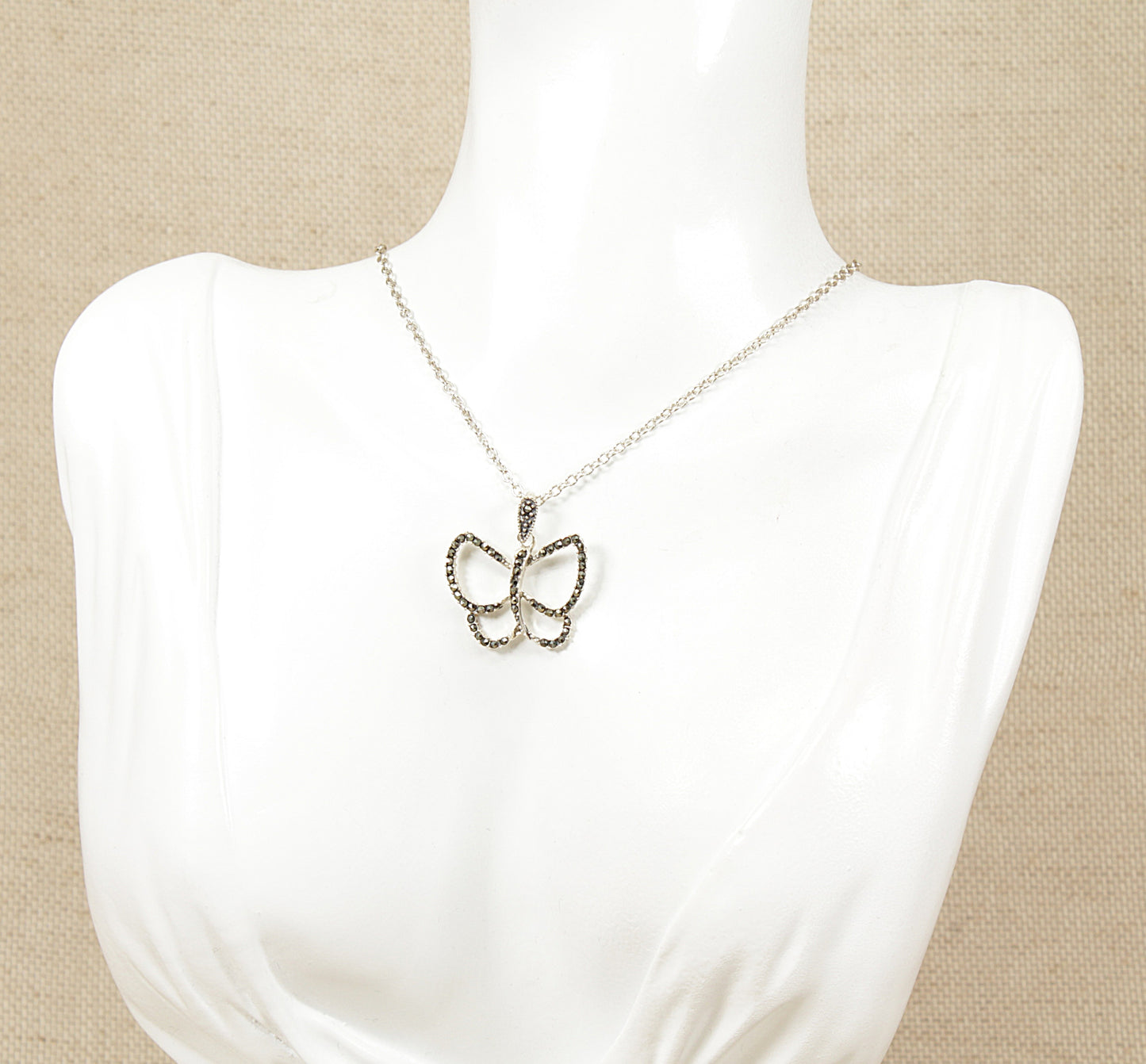 Silver Butterfly Pendant and Chain Necklace