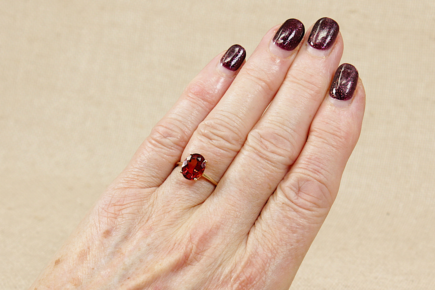 9ct Rhodolite Crystal Solitaire Ring