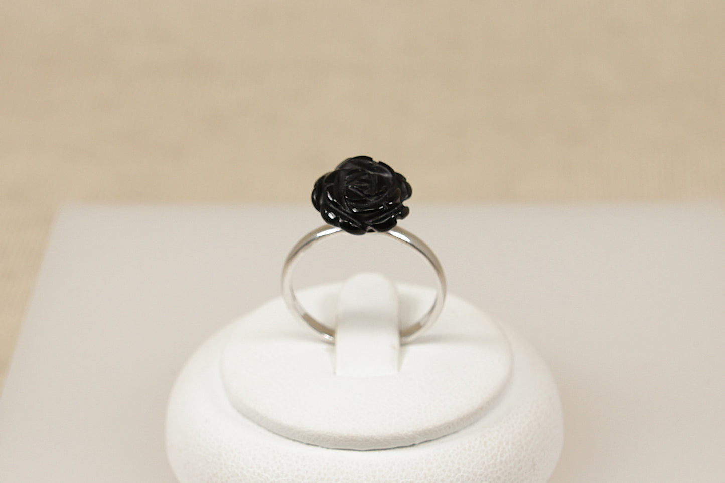 Silver Black Rose Ring