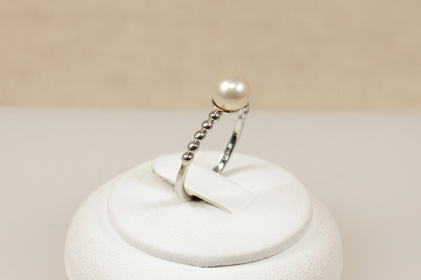 Silver Solitaire Pearl Ring