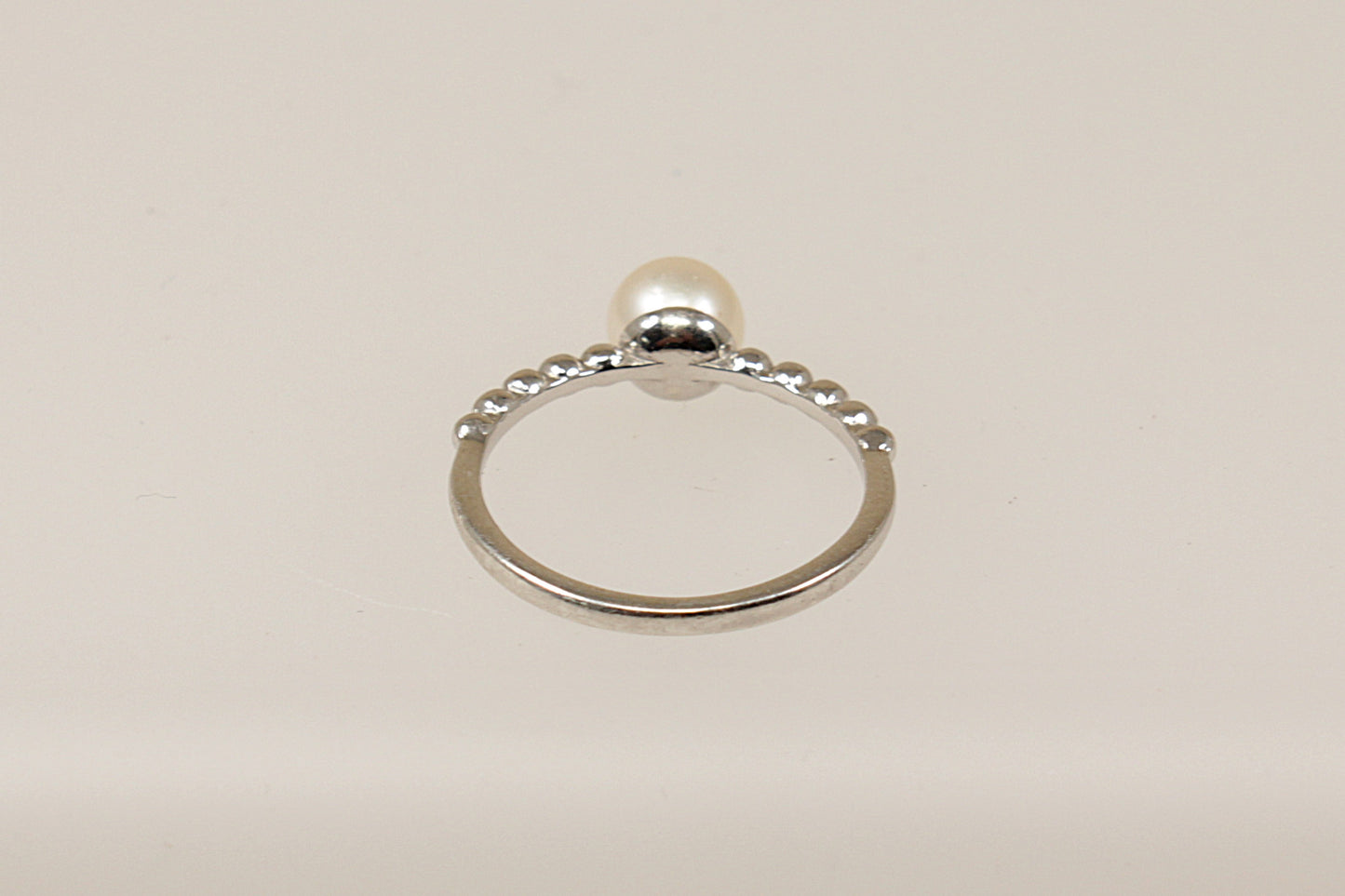 Silver Pearl Solitaire Ring