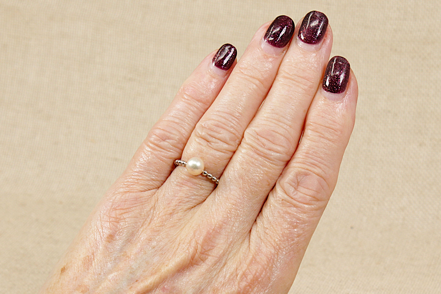 Silver Solitaire Pearl Ring