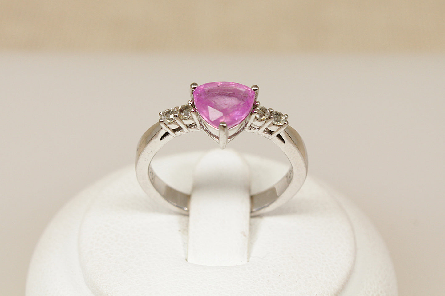 Silver Pink Sapphire Solitaire Ring
