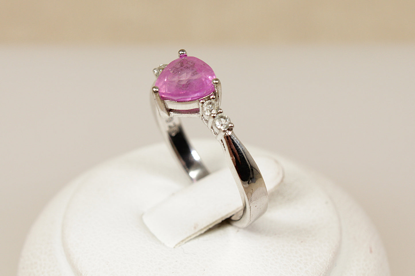Silver Pink Sapphire Solitaire Ring