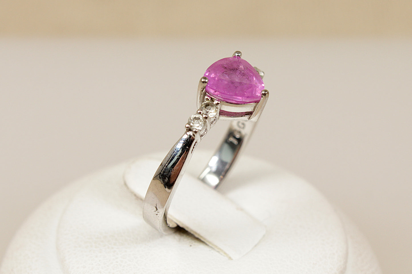 Silver Pink Sapphire Solitaire Ring