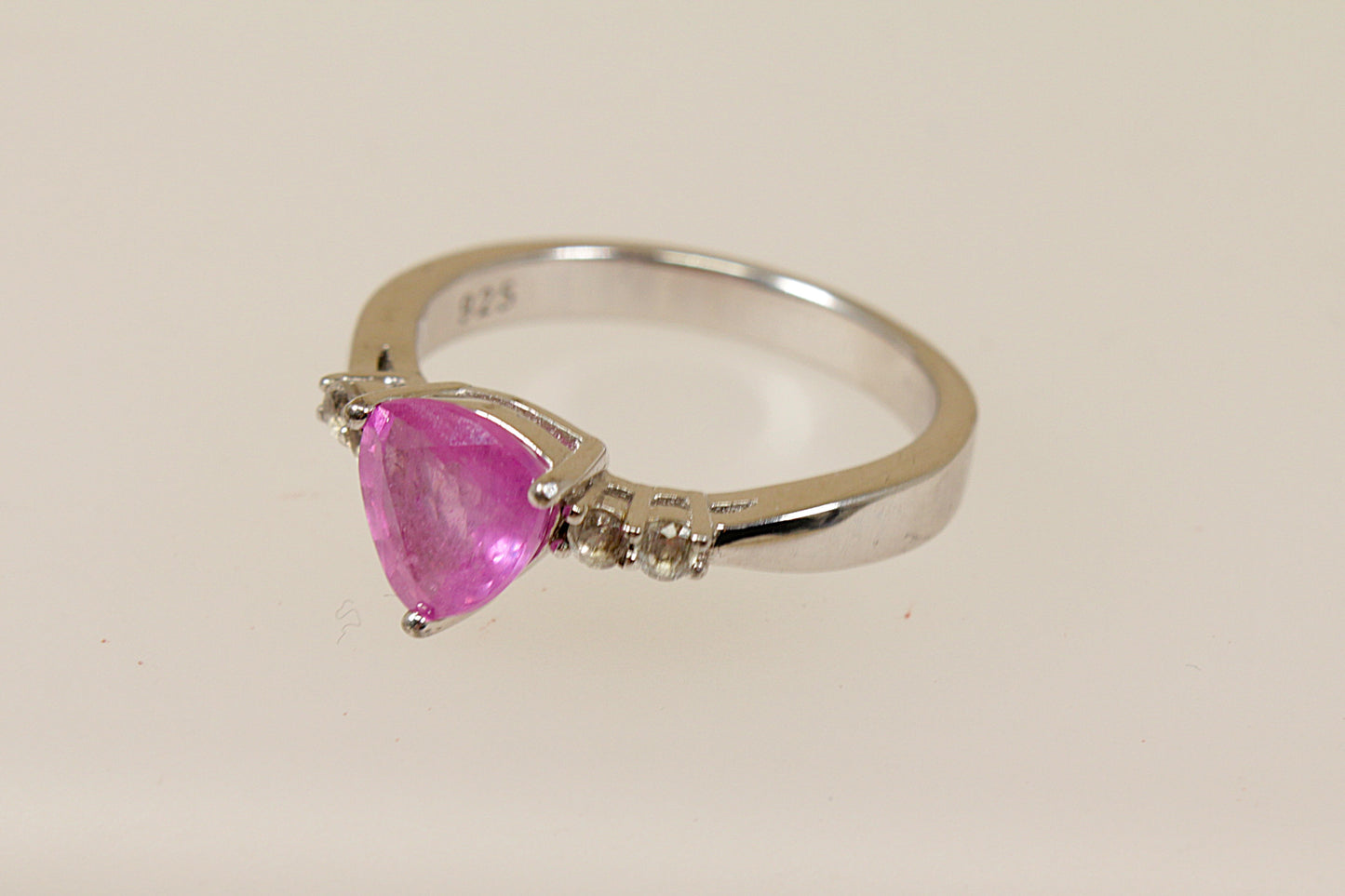 Silver Pink Sapphire Solitaire Ring