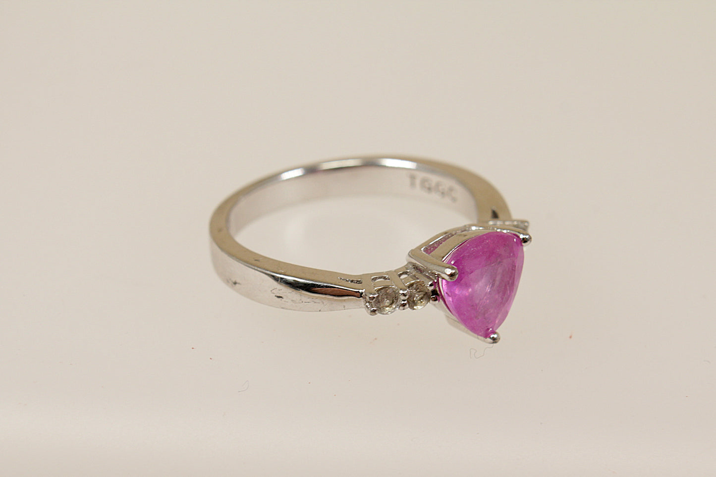 Silver Pink Sapphire Solitaire Ring